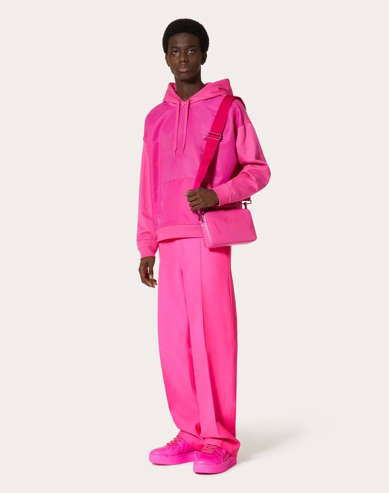 Valentino COTTON SWEATSHIRT WITH NYLON PANEL AND STUD DETAIL outlook