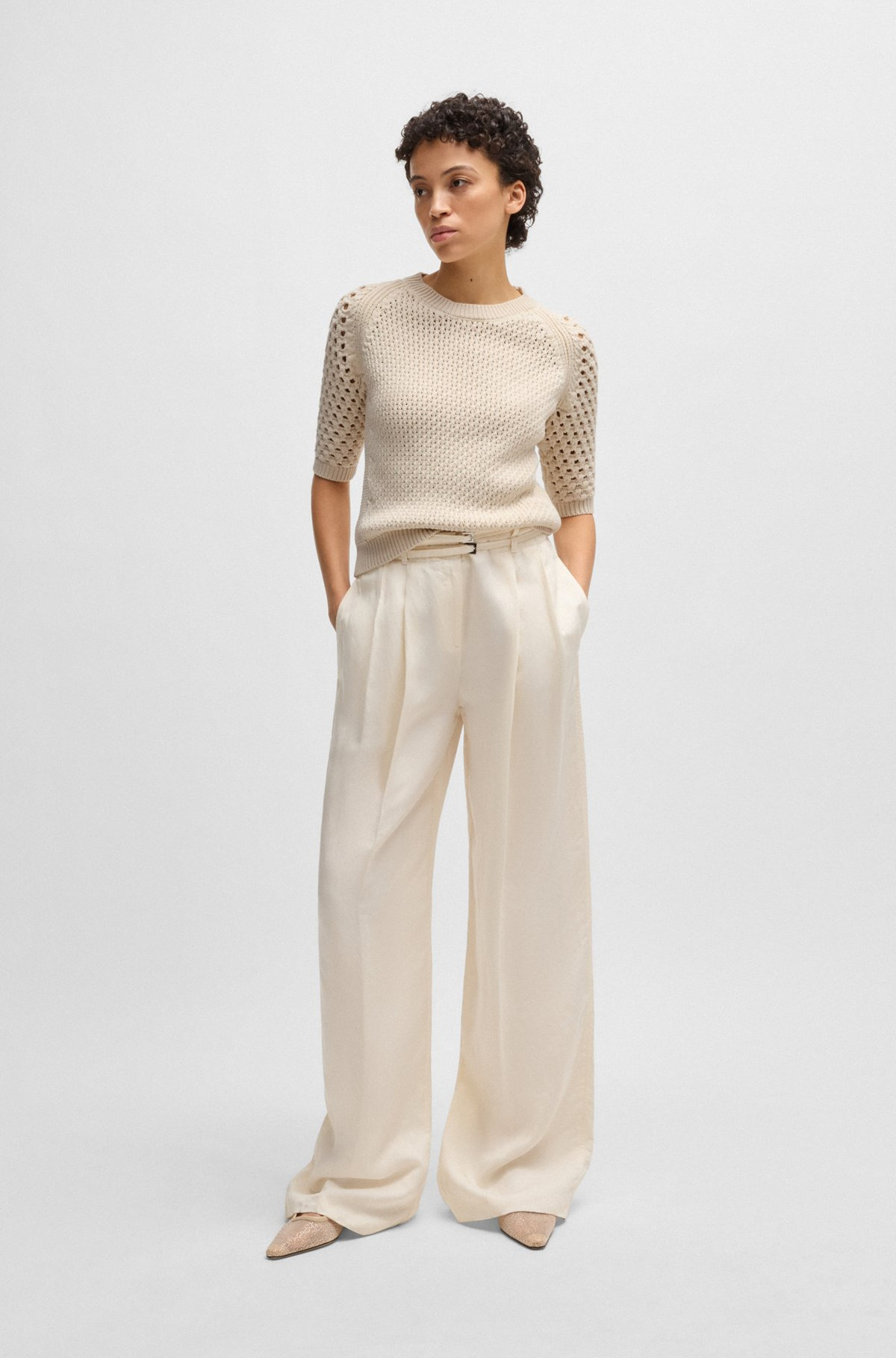 SWEATER WITH MIXED KNITS - 3