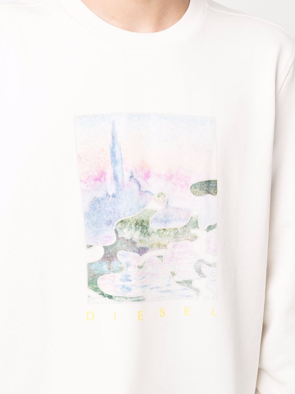 watercolour-print crew neck sweatshirt - 5