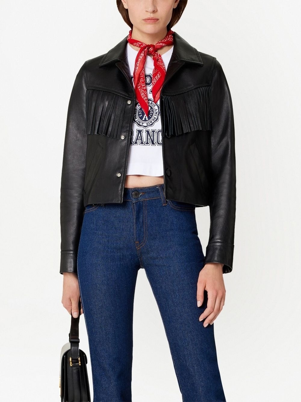 tasselled leather jacket - 2
