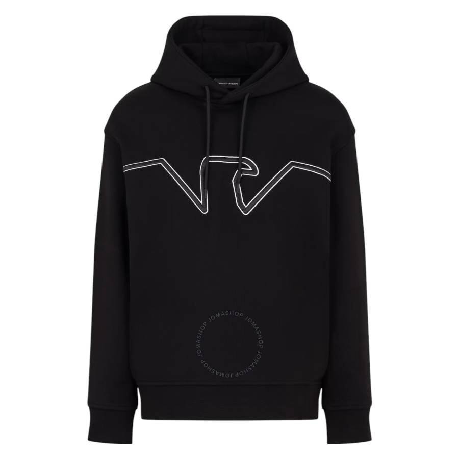 Emporio Armani Black Eagle Logo Jersey Hoodie - 1