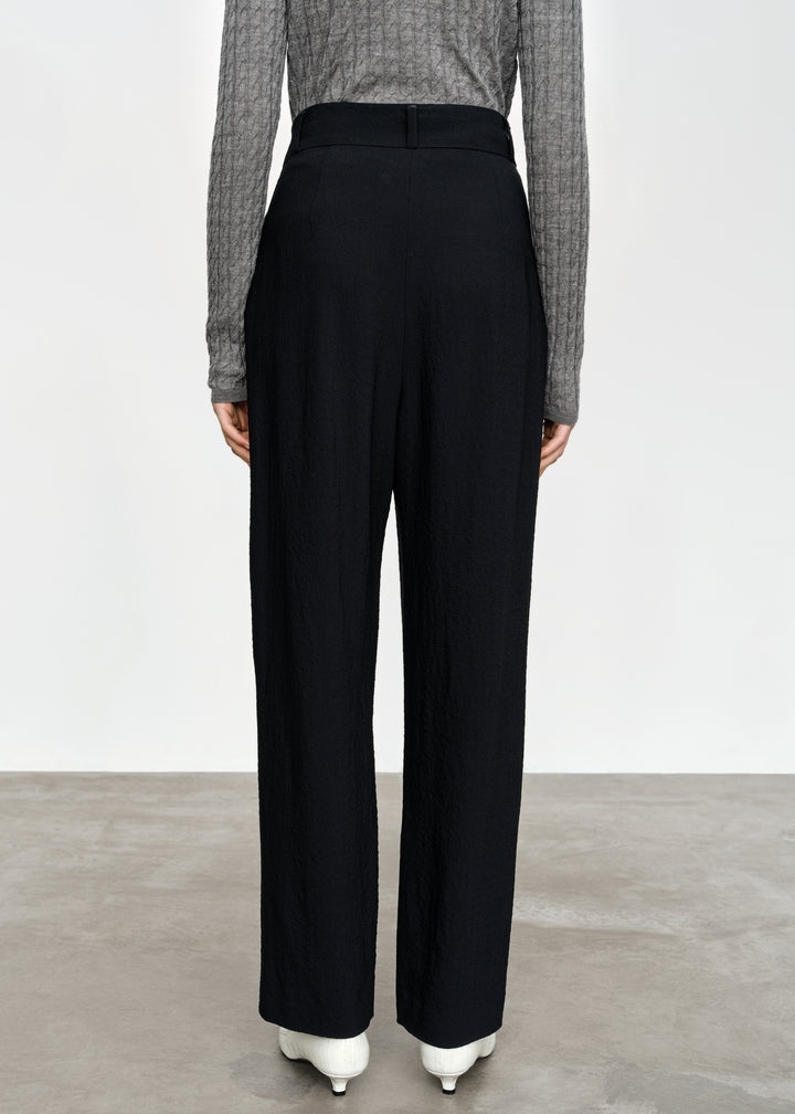 Deep pleat crepe trousers black - 4