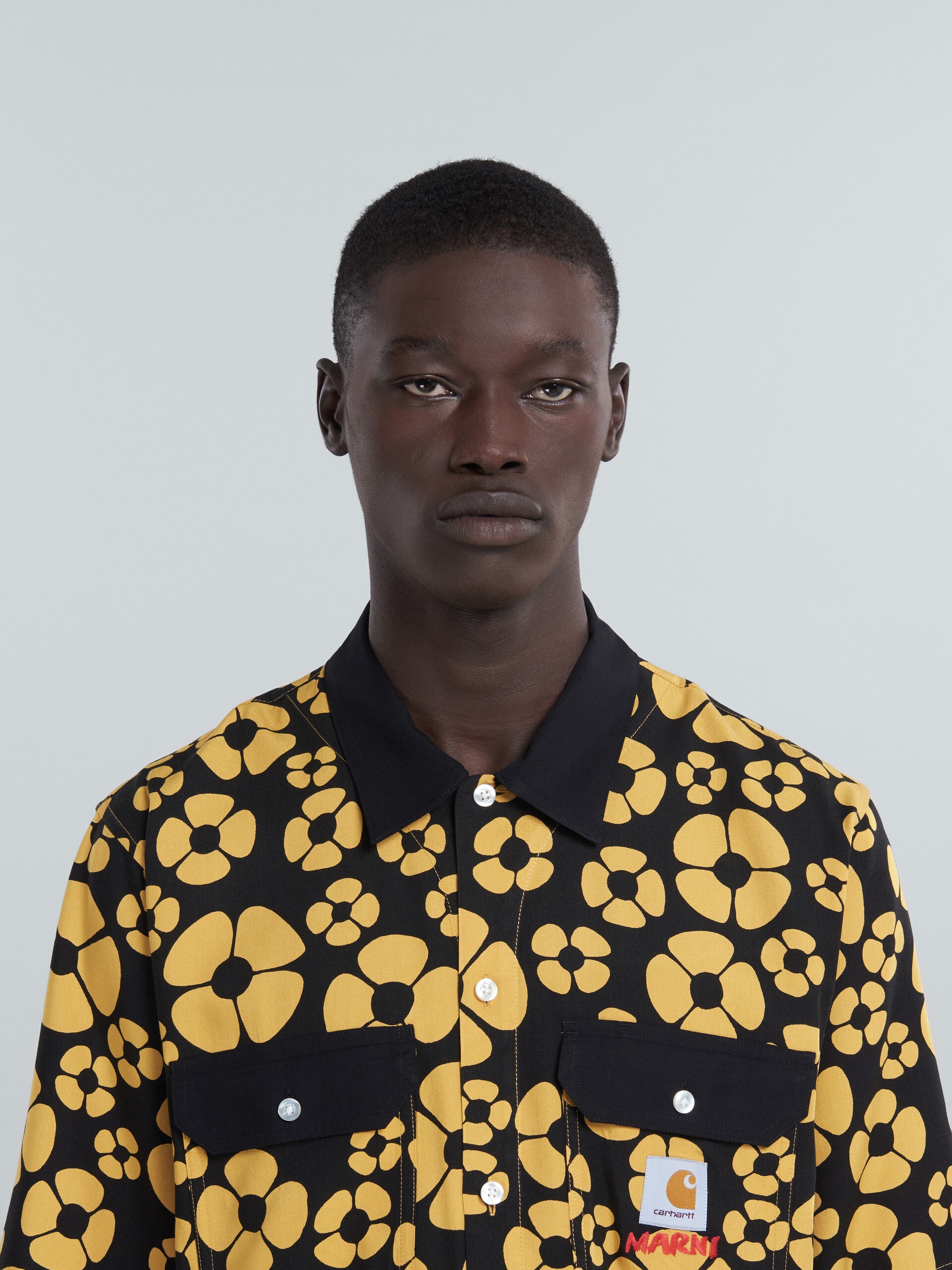 MARNI X CARHARTT WIP - YELLOW SHORT-SLEEVED FLORAL SHIRT - 4