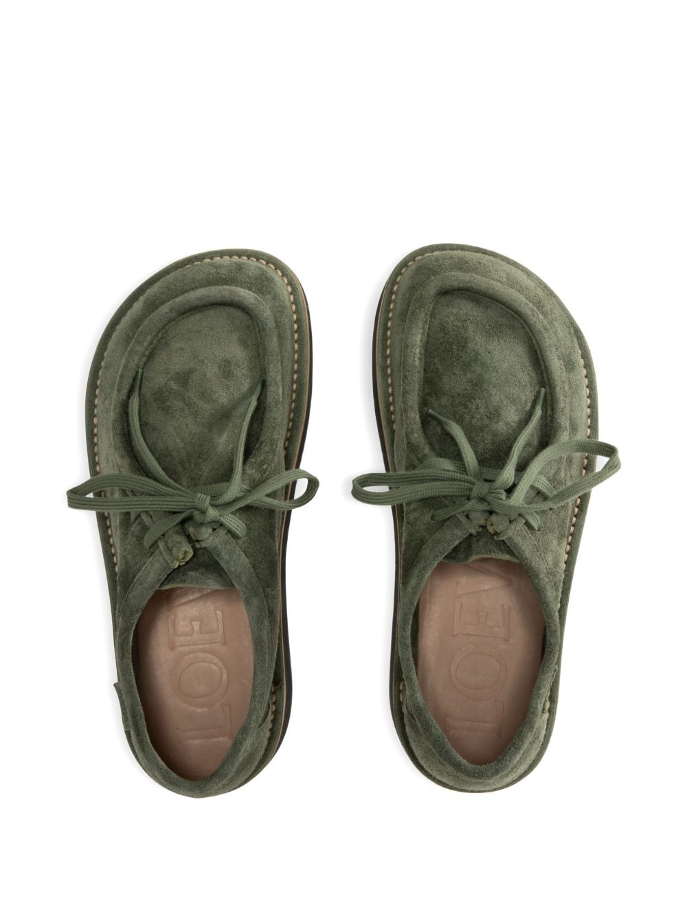 lace-up suede derby shoes - 3