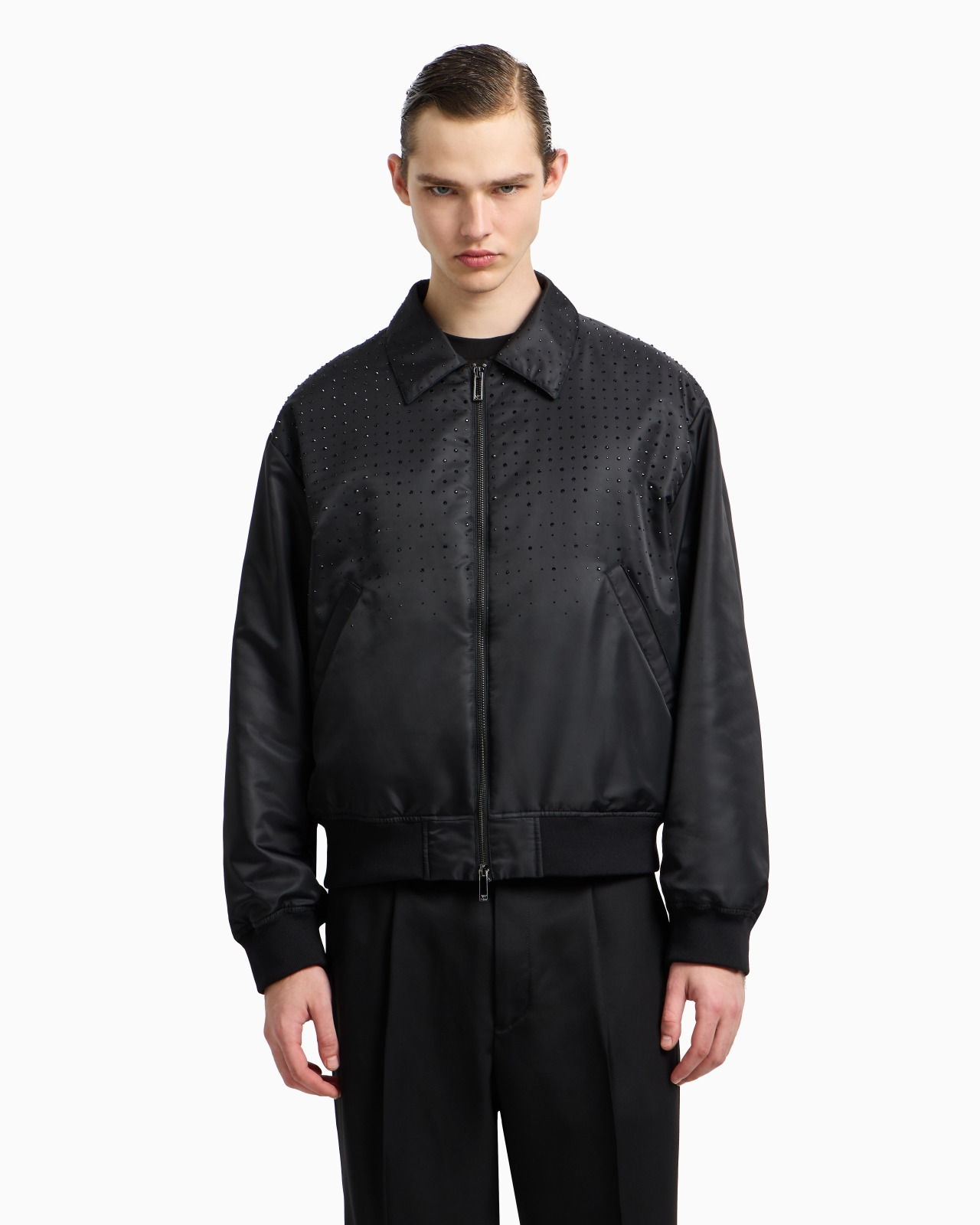 CLUBWEAR SATIN BOMBER JACKET WITH RHINESTONES - 4