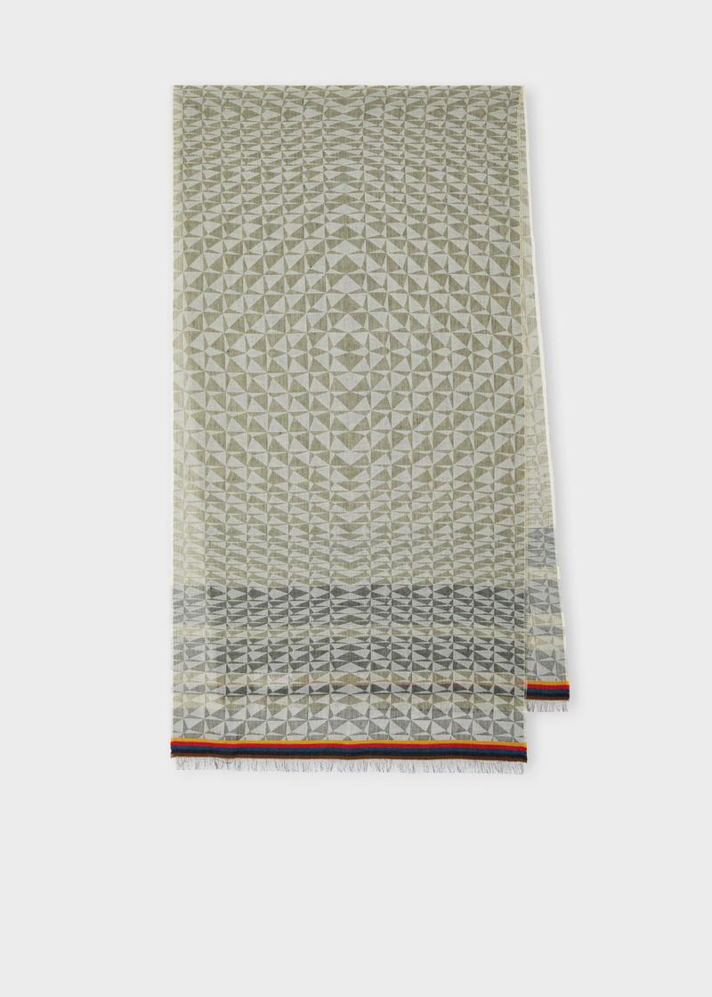 Khaki 'Optical Diamond' Cotton-Modal Scarf 1