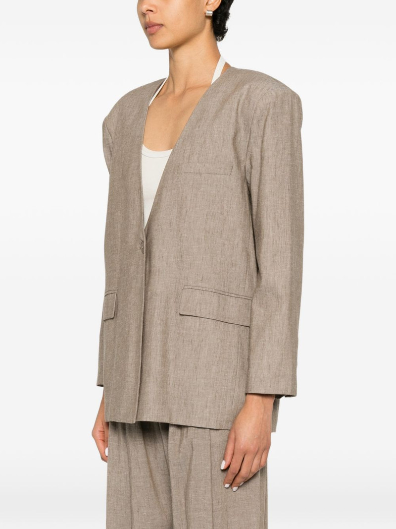 collarless single-breasted blazer 3