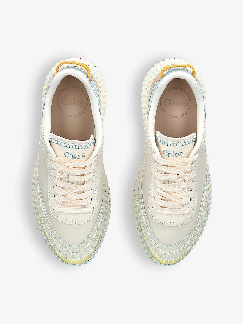 Chloé Nama embroidered leather low-top trainers outlook