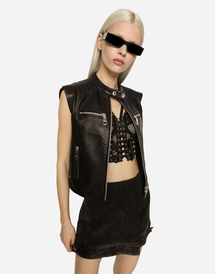 Zip-up leather vest - 4