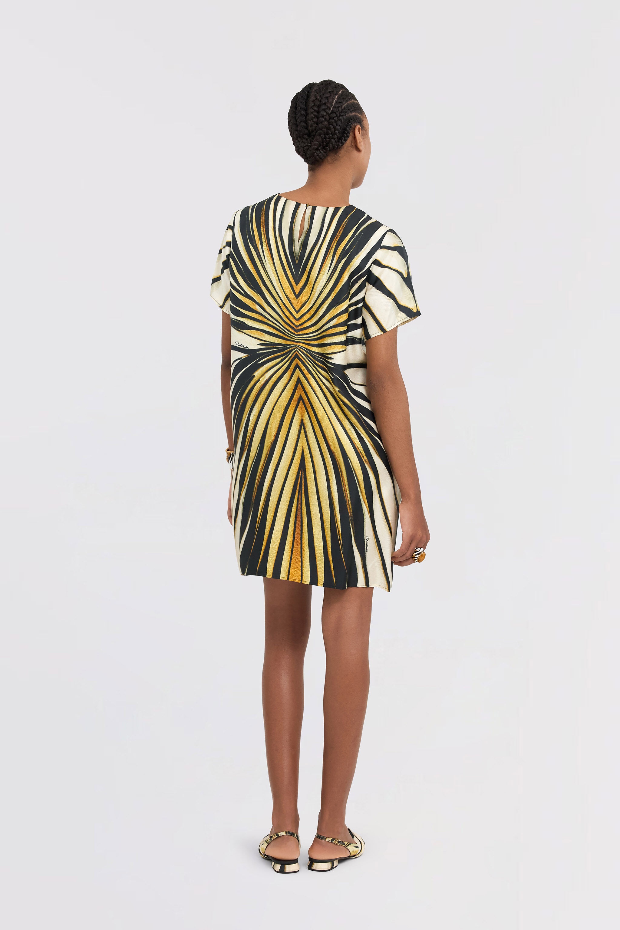 Ray Of Gold Print Silk Mini Dress - 4