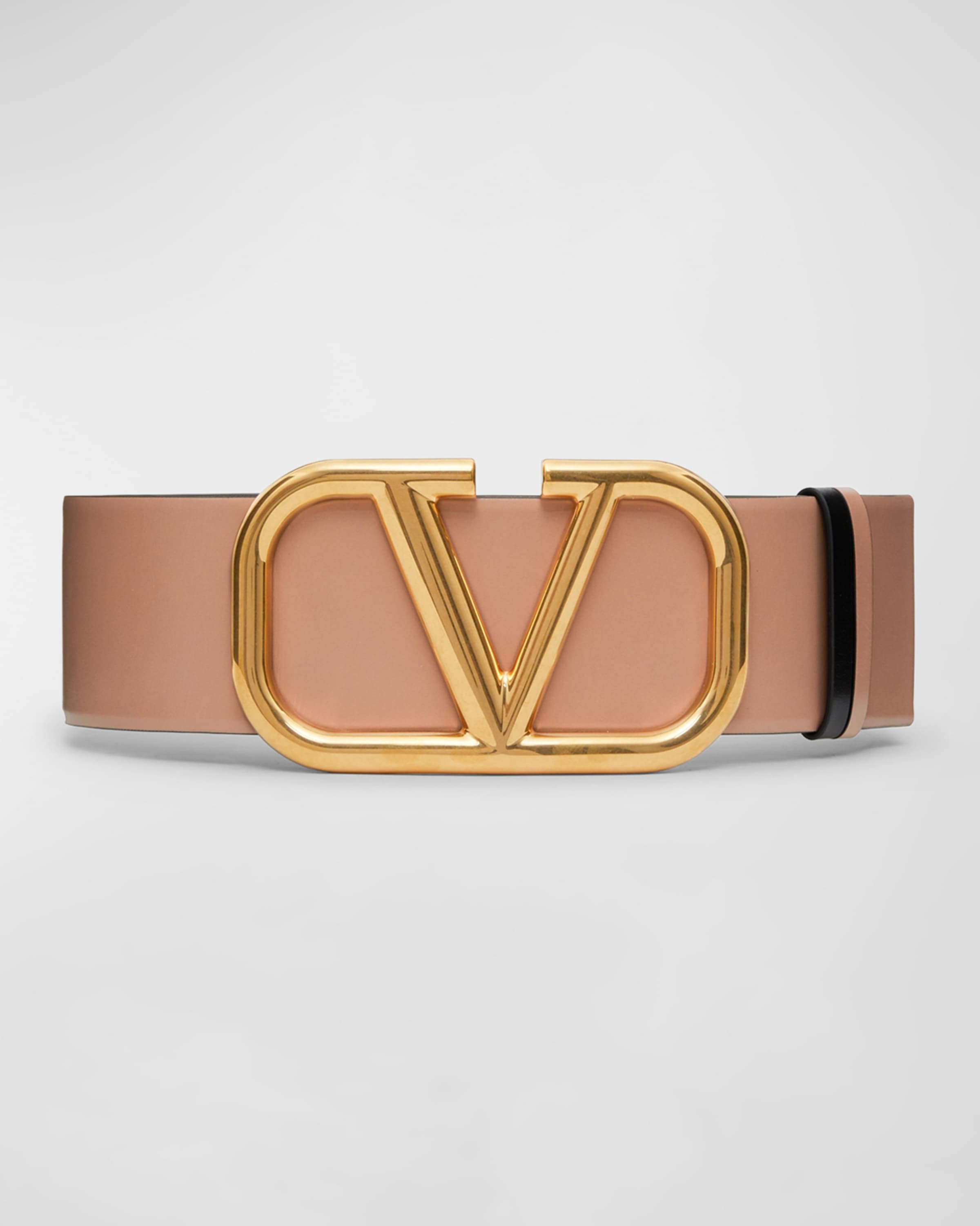 Valentino V-Logo 70mm Wide Box Leather Belt | neimanmarcus
