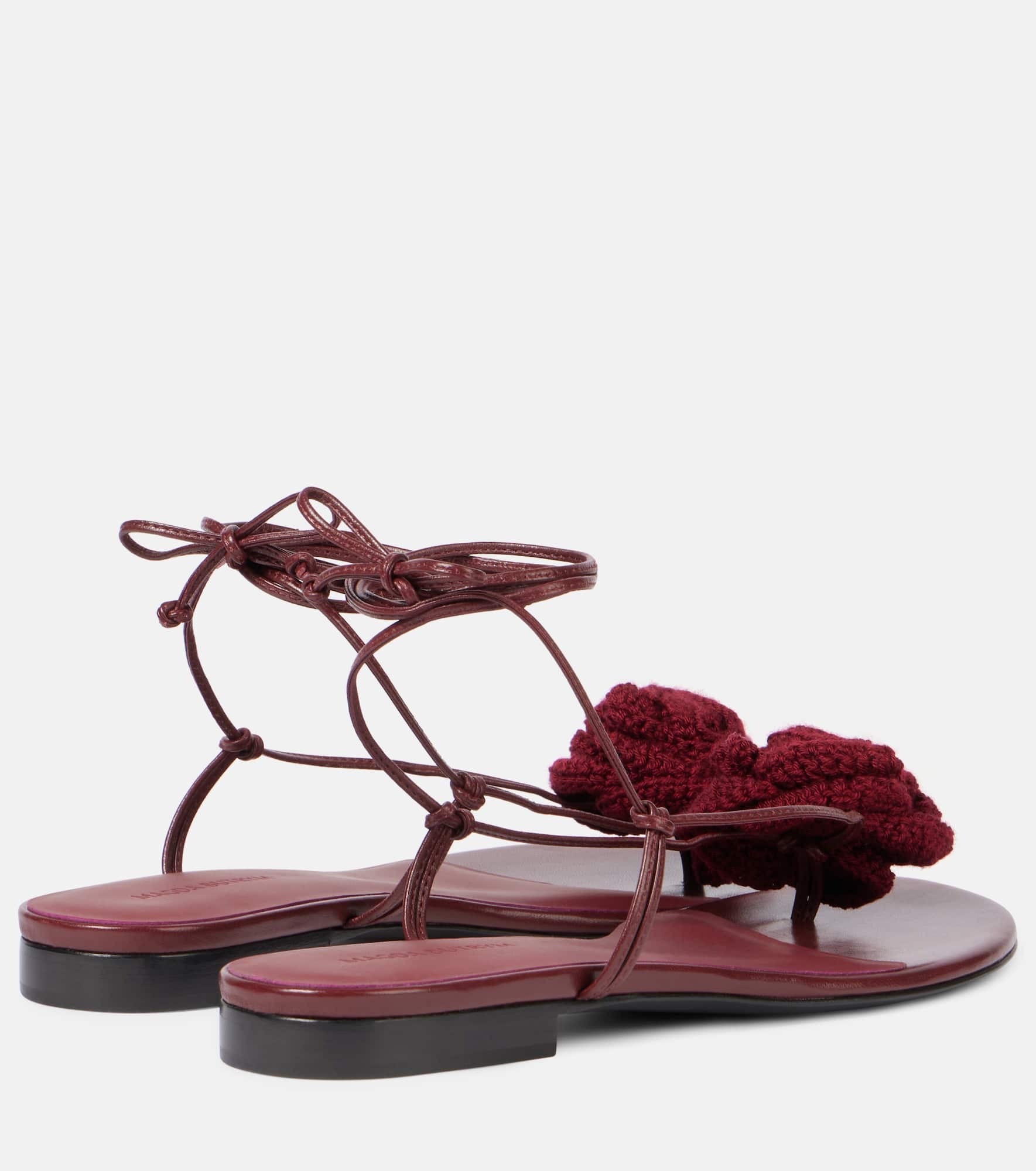 Floral-appliqué leather sandals - 2