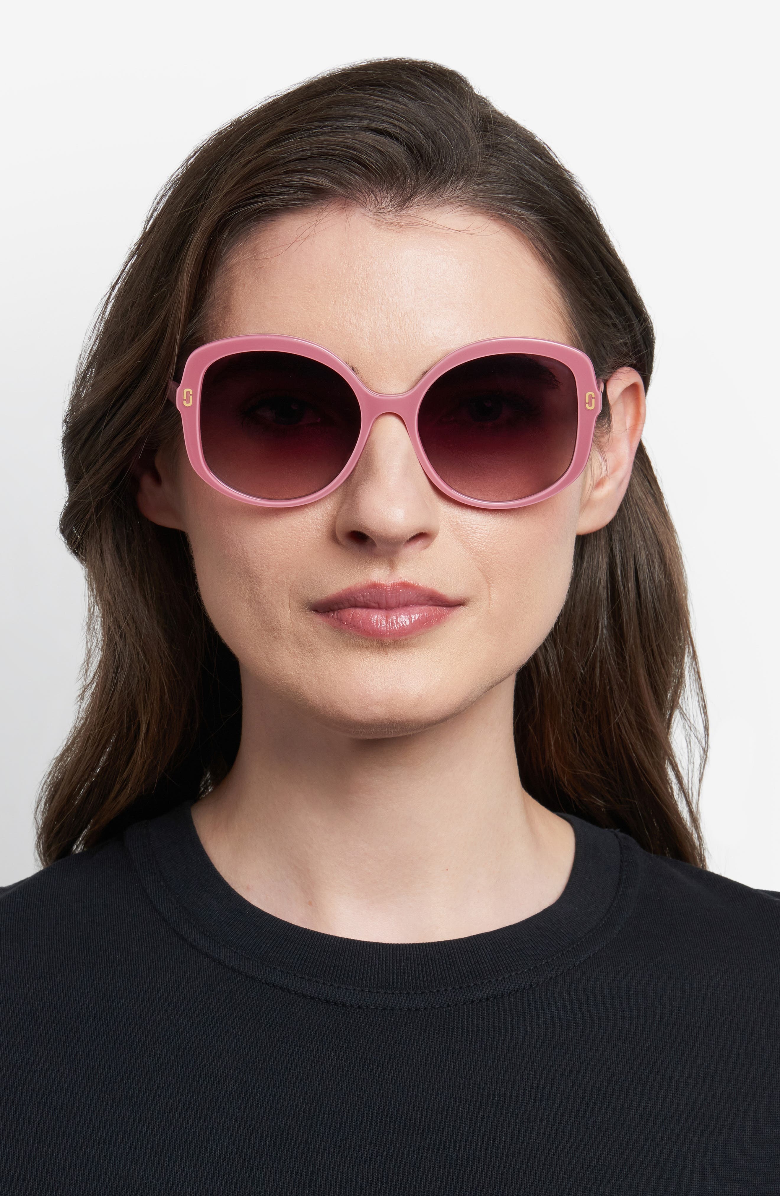 Marc Jacobs 56mm Gradient Round Sunglasses in Pink/Brown at Nordstrom - 3