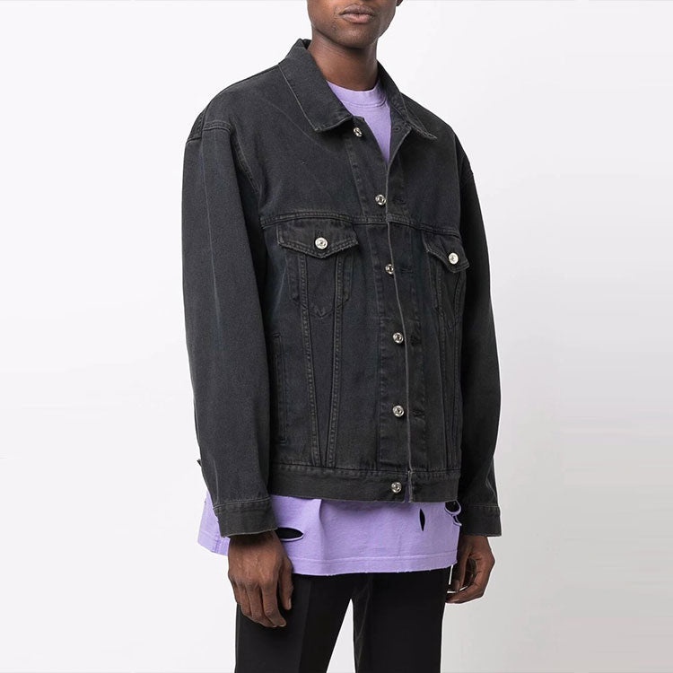 Balenciaga BB Sprayed Denim Jacket Large Fit 'Dark Grey White' 678354TIWA21440 - 4