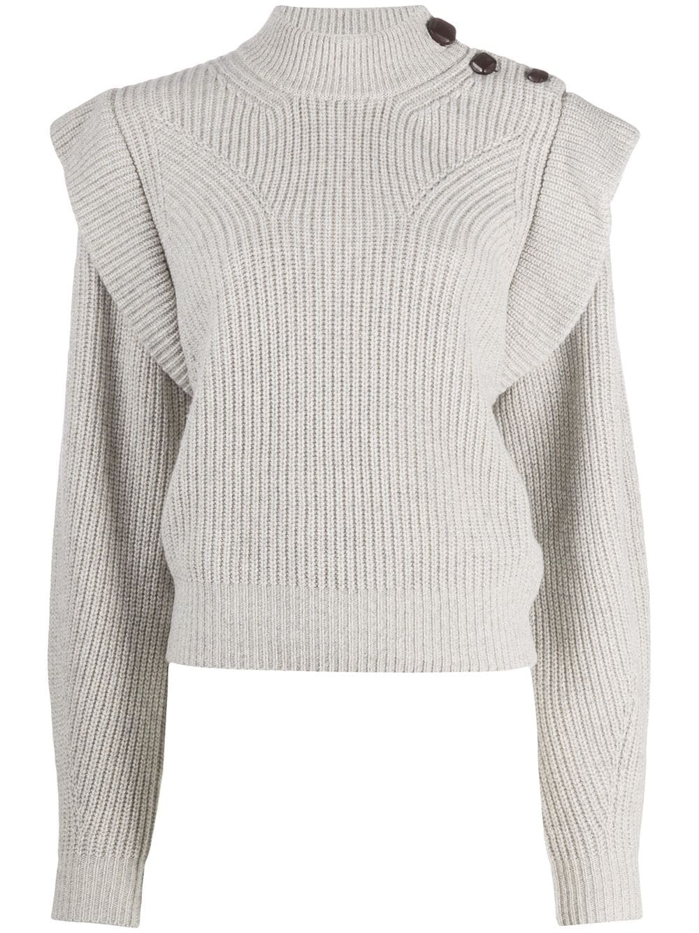 frilled shoulder high neck jumper - 1