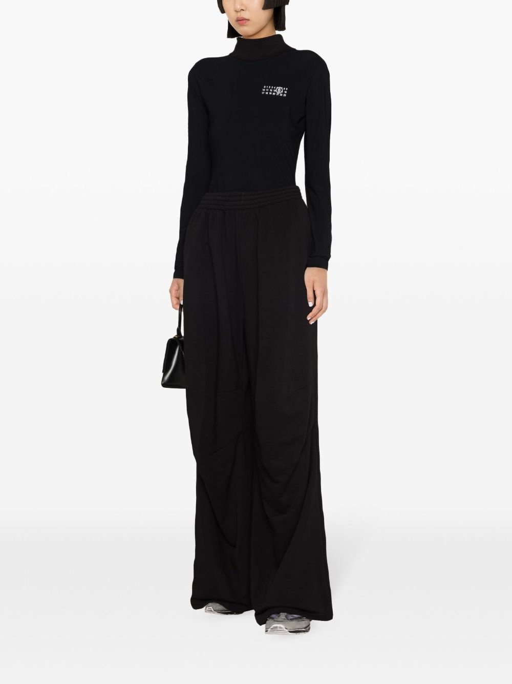 high-waisted cotton flared trousers - 3