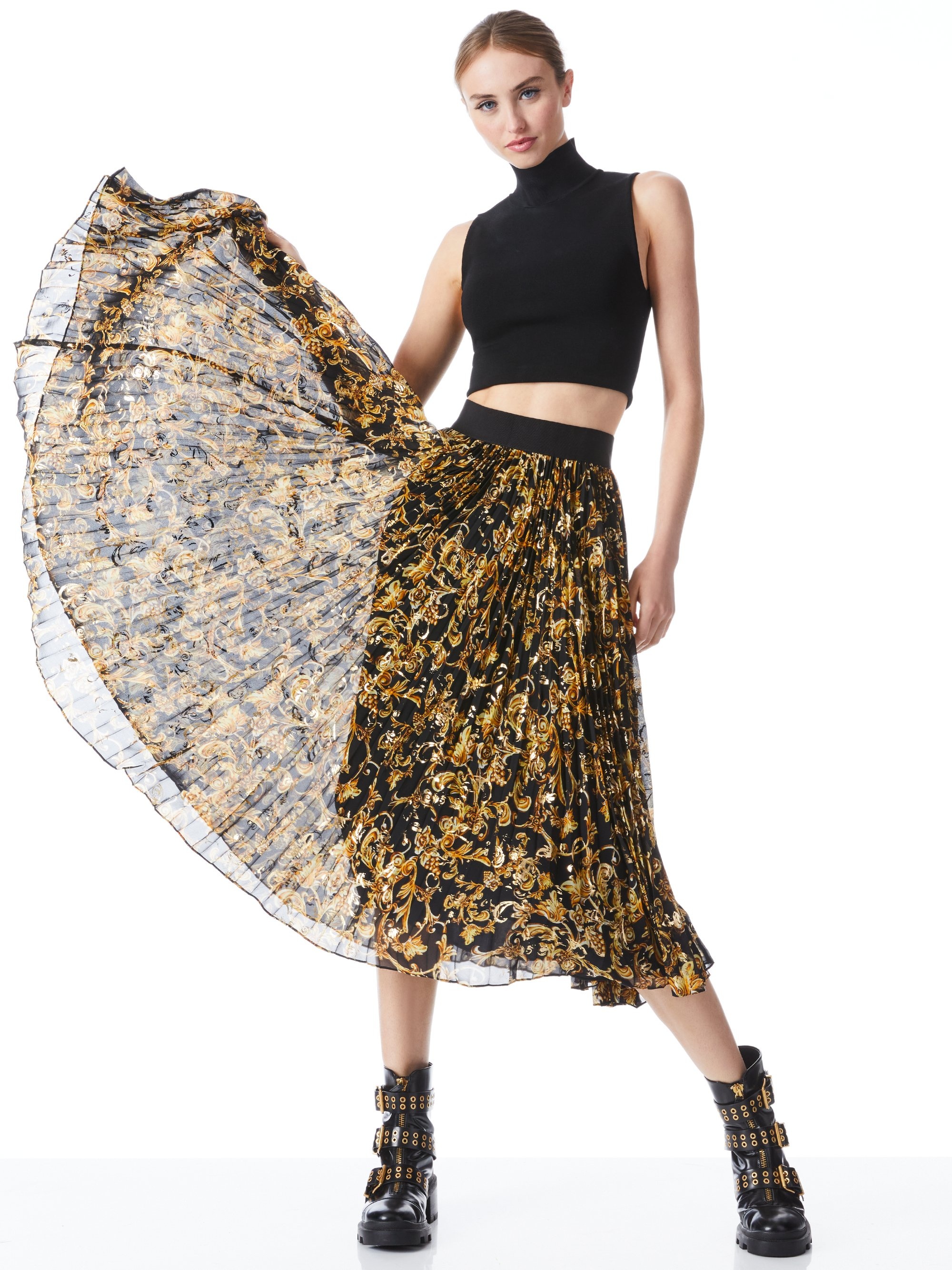 KATZ SUNBURST PLEATED MIDI SKIRT - 6