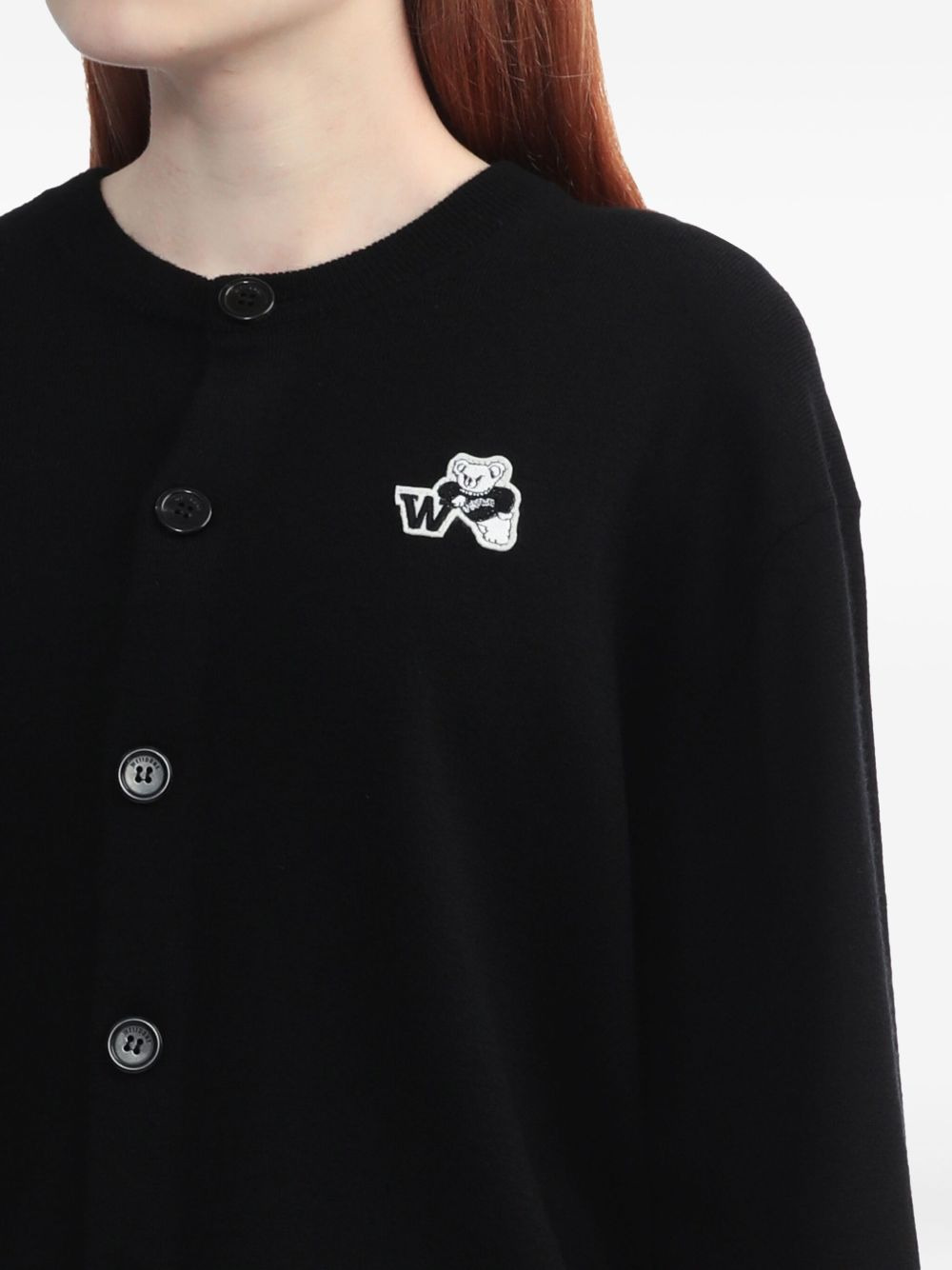 bear-logo button cardigan - 5