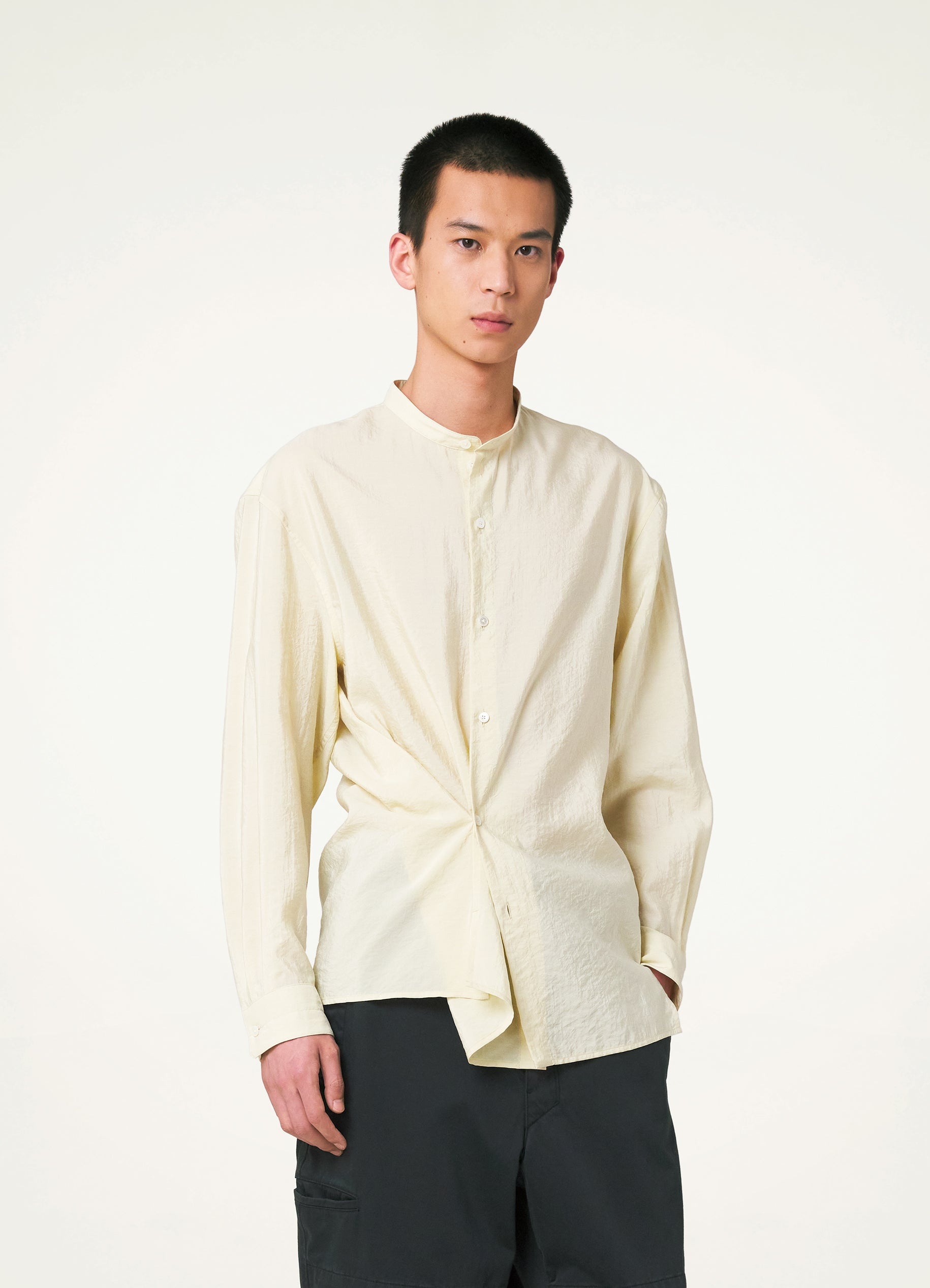 STAND COLLAR TWISTED SHIRT - 2