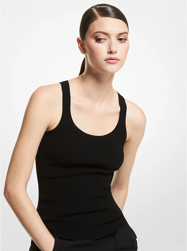 Ribbed Stretch Viscose Tank Top - 1