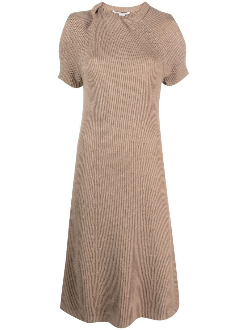 short-sleeve ribbed-knit midi dress 1