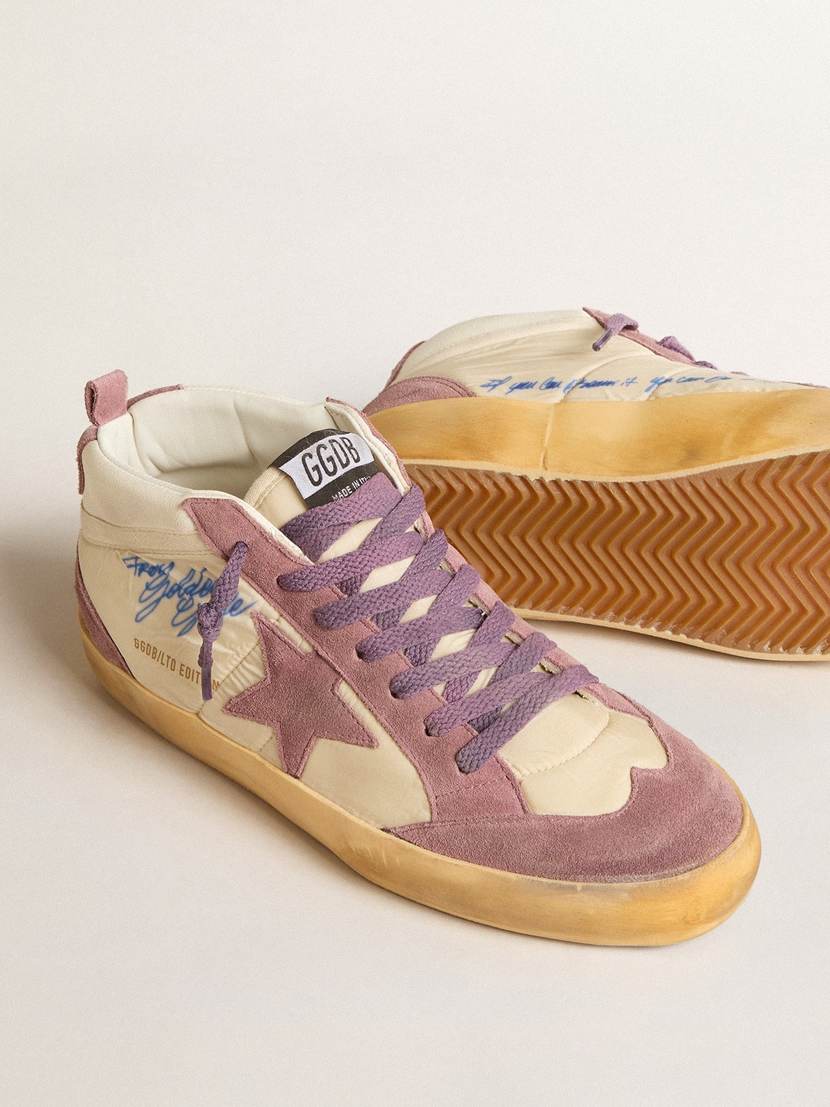 Women’s Mid Star LAB in nylon and nappa with mauve suede star - 3