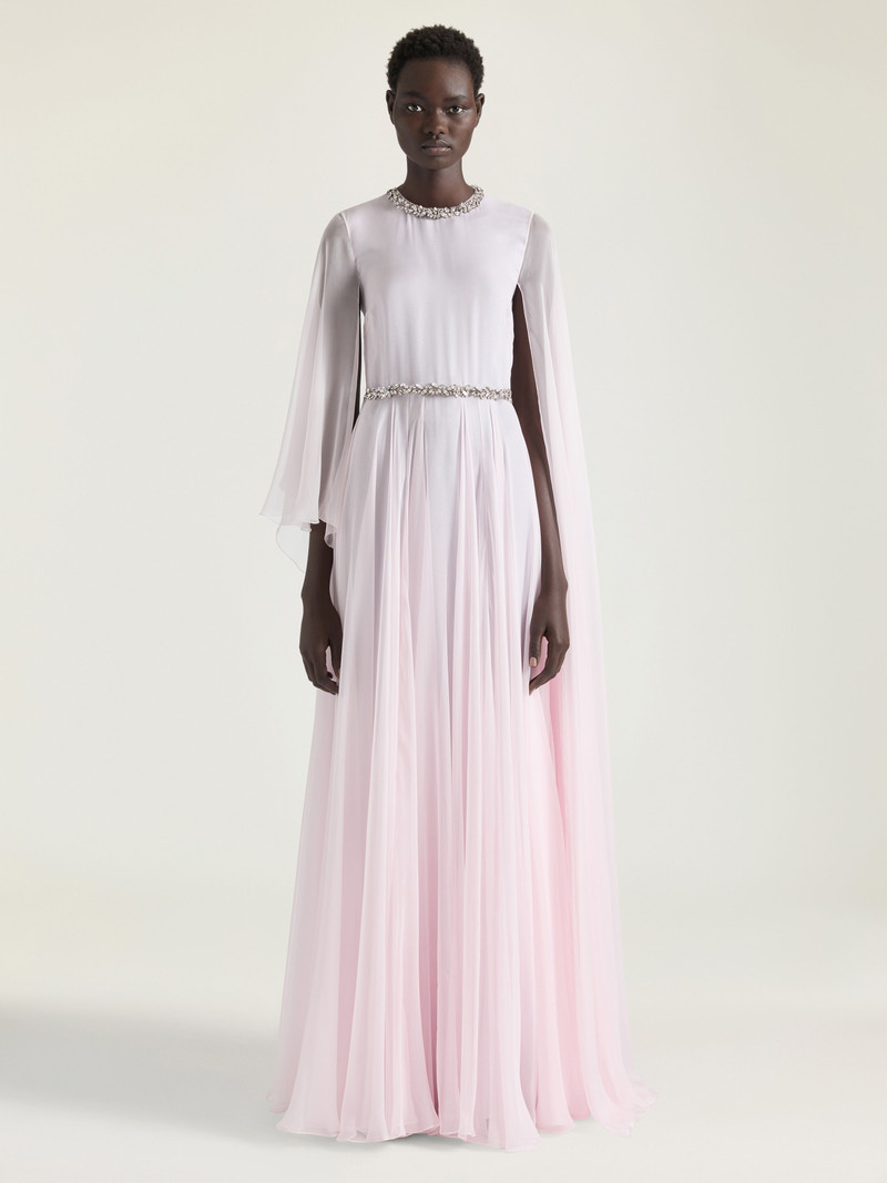 Givenchy DRAPED EVENING DRESS IN CHIFFON WITH CRYSTALS AND CAPE outlook