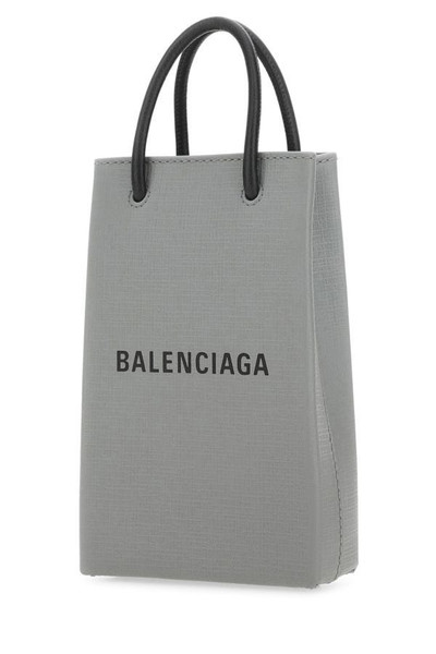 BALENCIAGA Grey leather phone case outlook