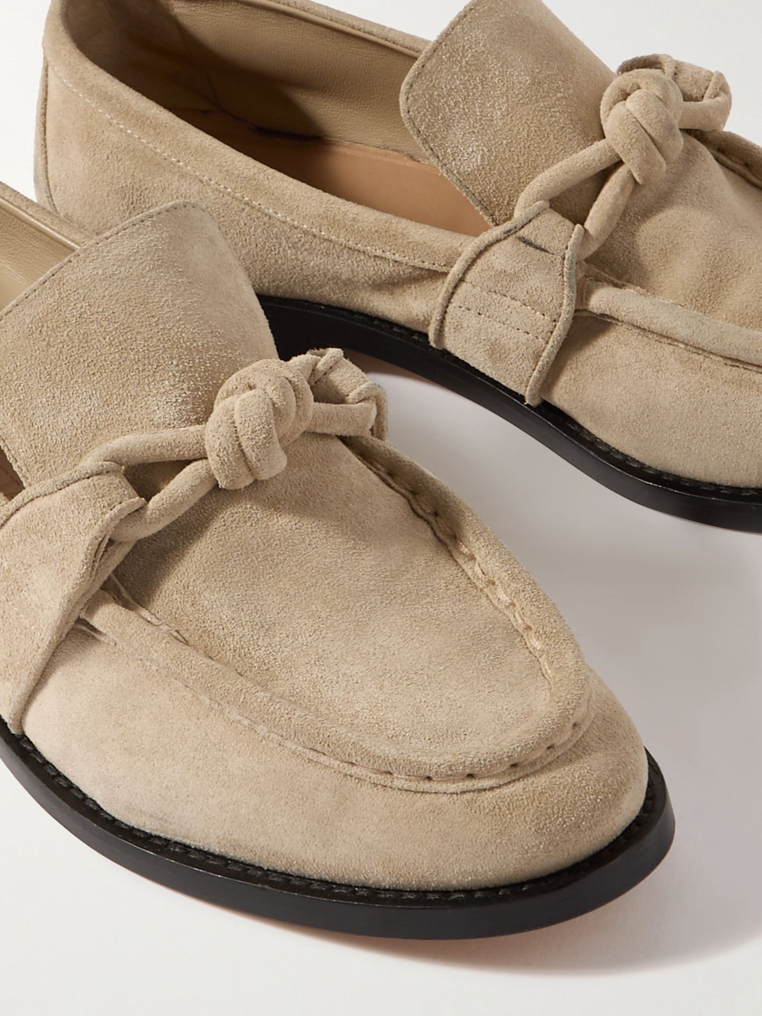 Astaire embellished suede loafers Ecru - 4