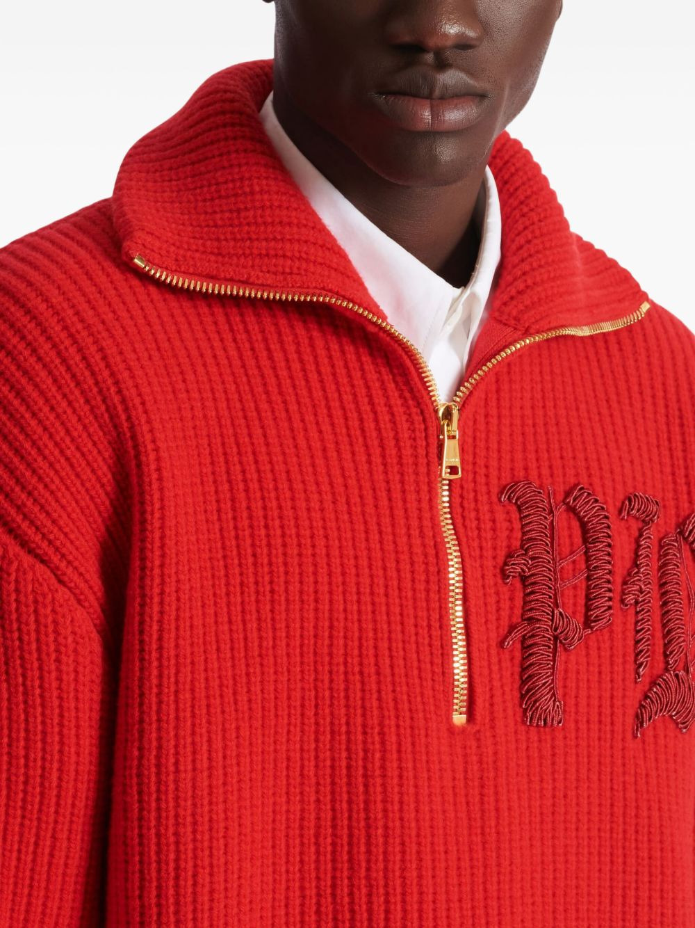 ribbed turtleneck half-zip sweater - 5