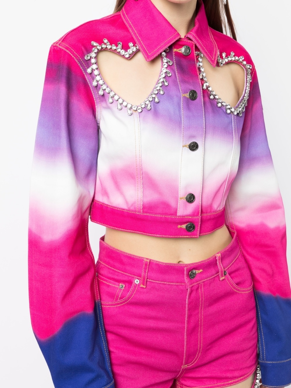 Heart cut-out cropped denim jacket - 5