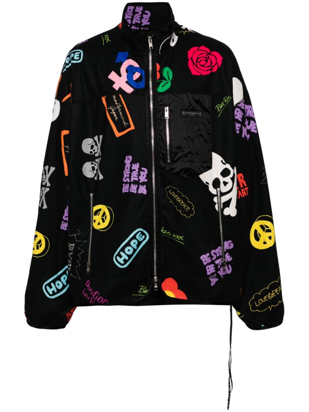 graphic-print zip-up jacket - 1