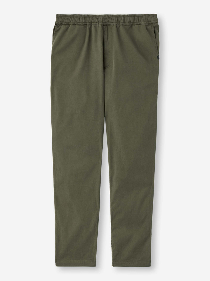 Derek Rose Men's Pants Harris Lyocell Cotton Khaki outlook