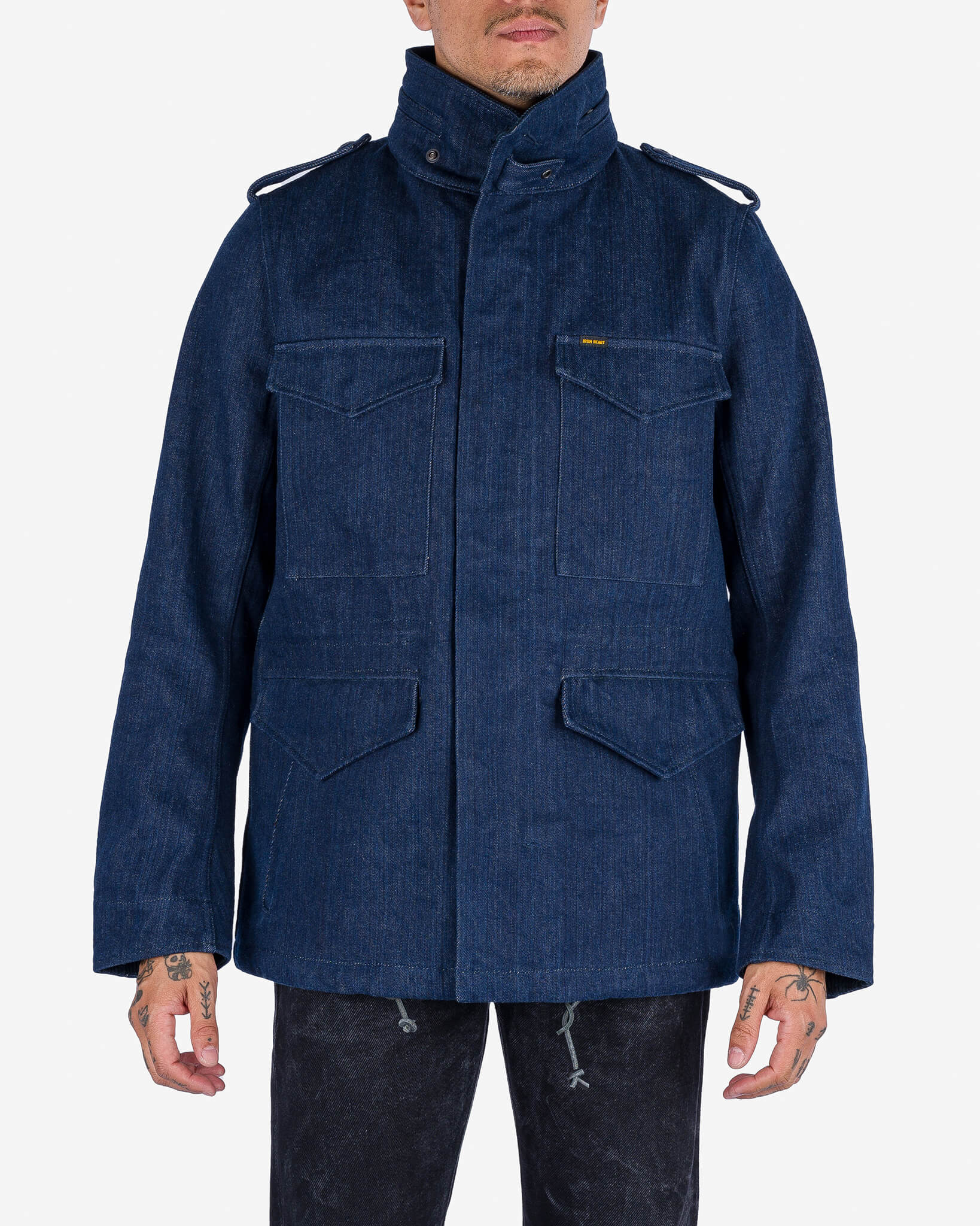 IHM-42-IND 16oz Natural Indigo Selvedge Denim M65 Field Jacket - 2