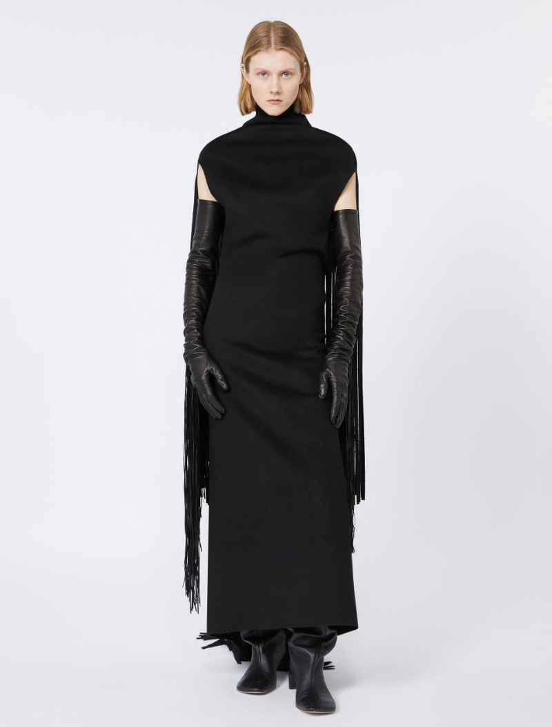 Long gloves with fringes - RUNWAY - BLACK 4