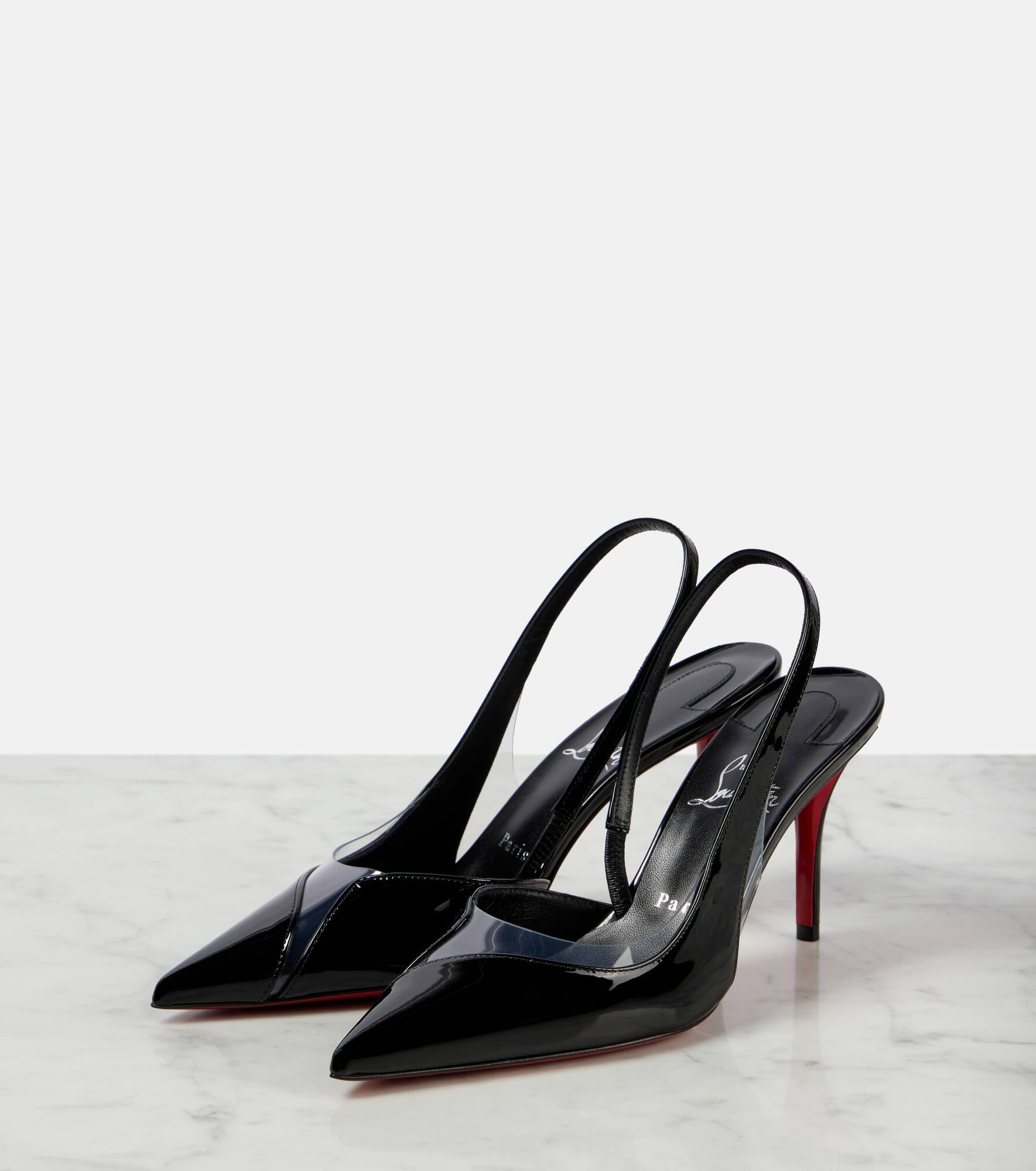 Posticha 80 leather and PVC slingback pumps - 5