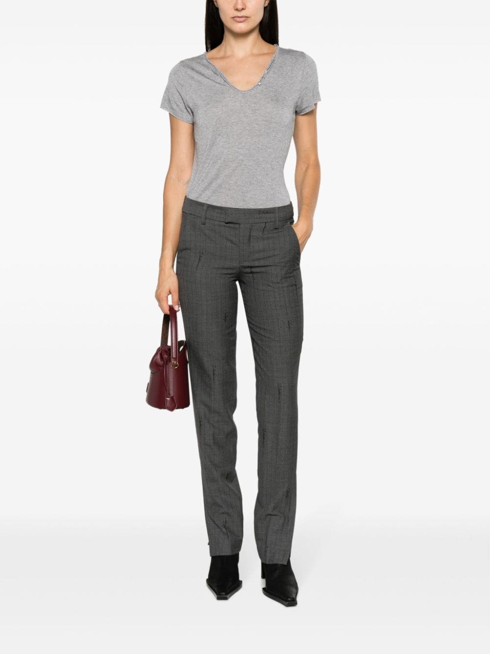 Prune striped slim trousers - 2