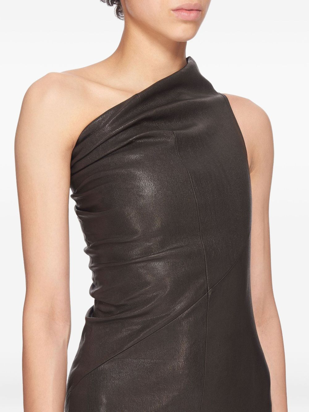 draped one-shoulder mini dress - 3