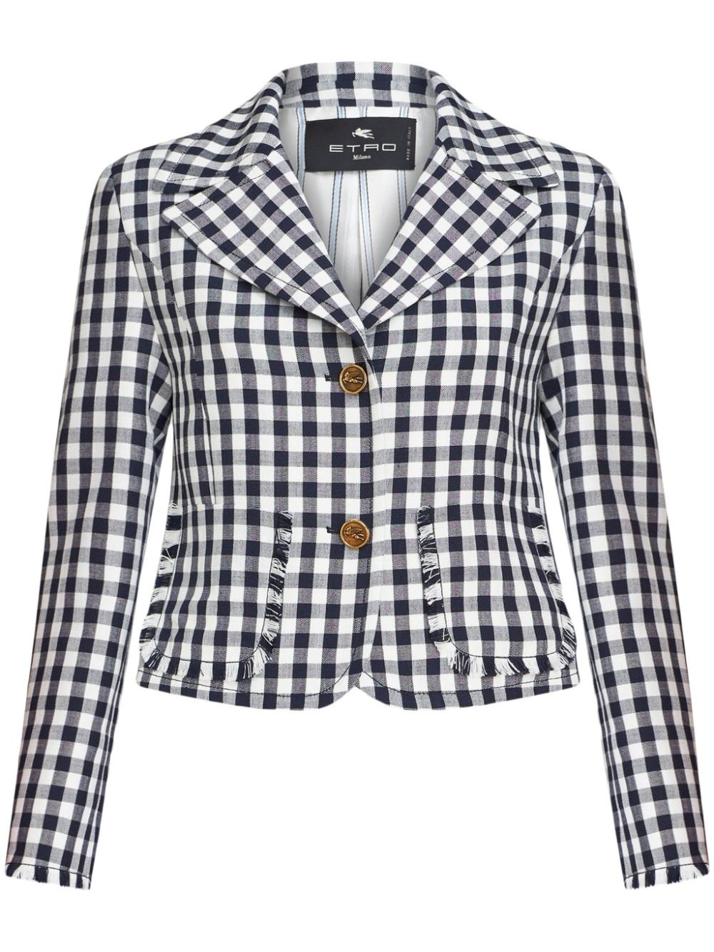 gingham-check short jacket - 1