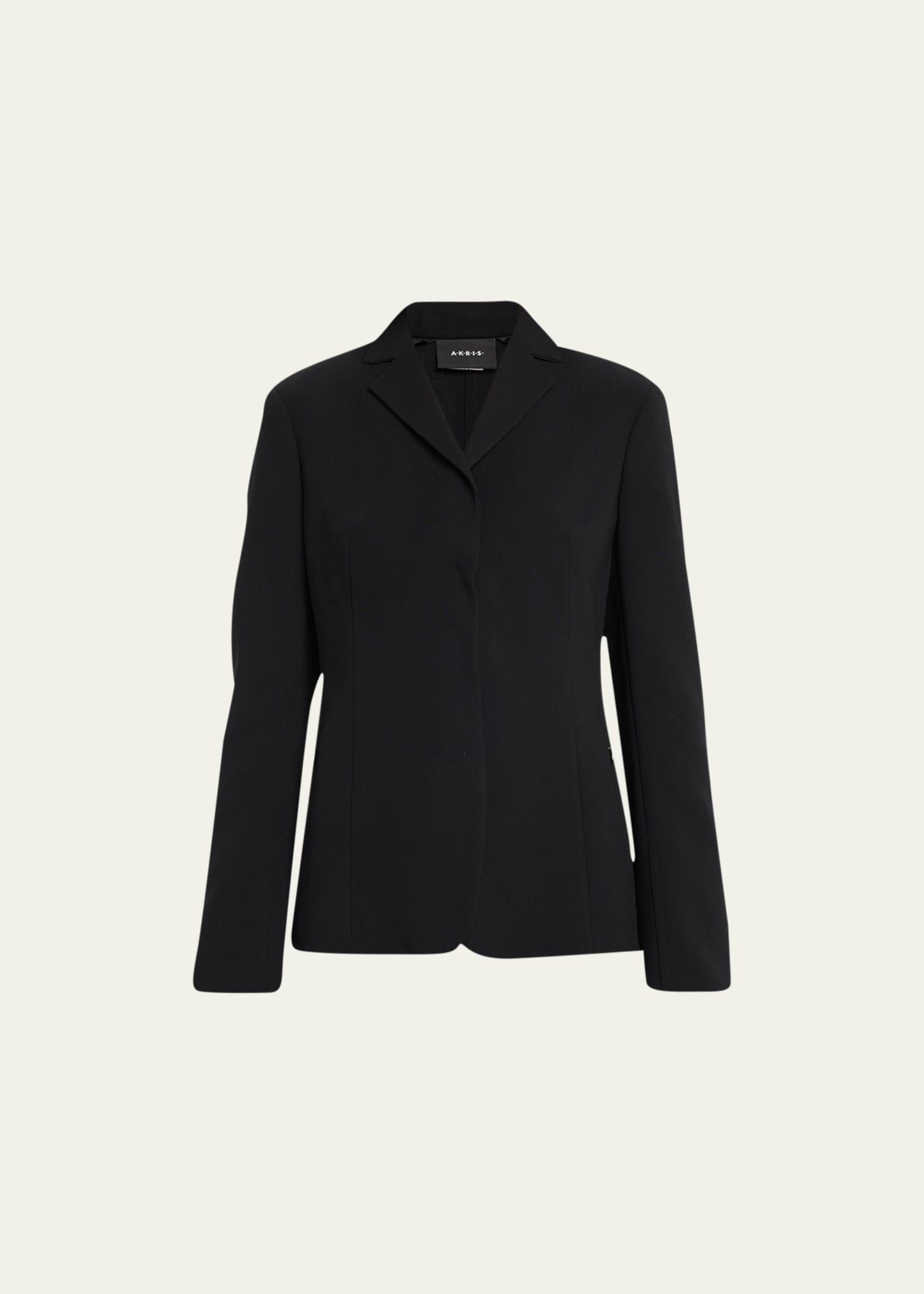 Leather-Collar Wool Jacket - 1