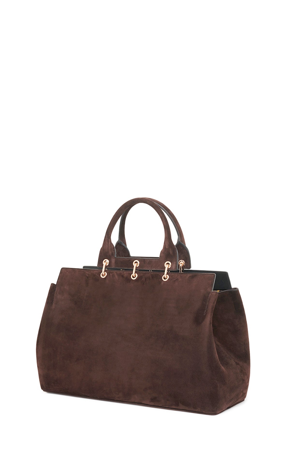 Large Amethyst Bag in Dark Brown Suede - 3