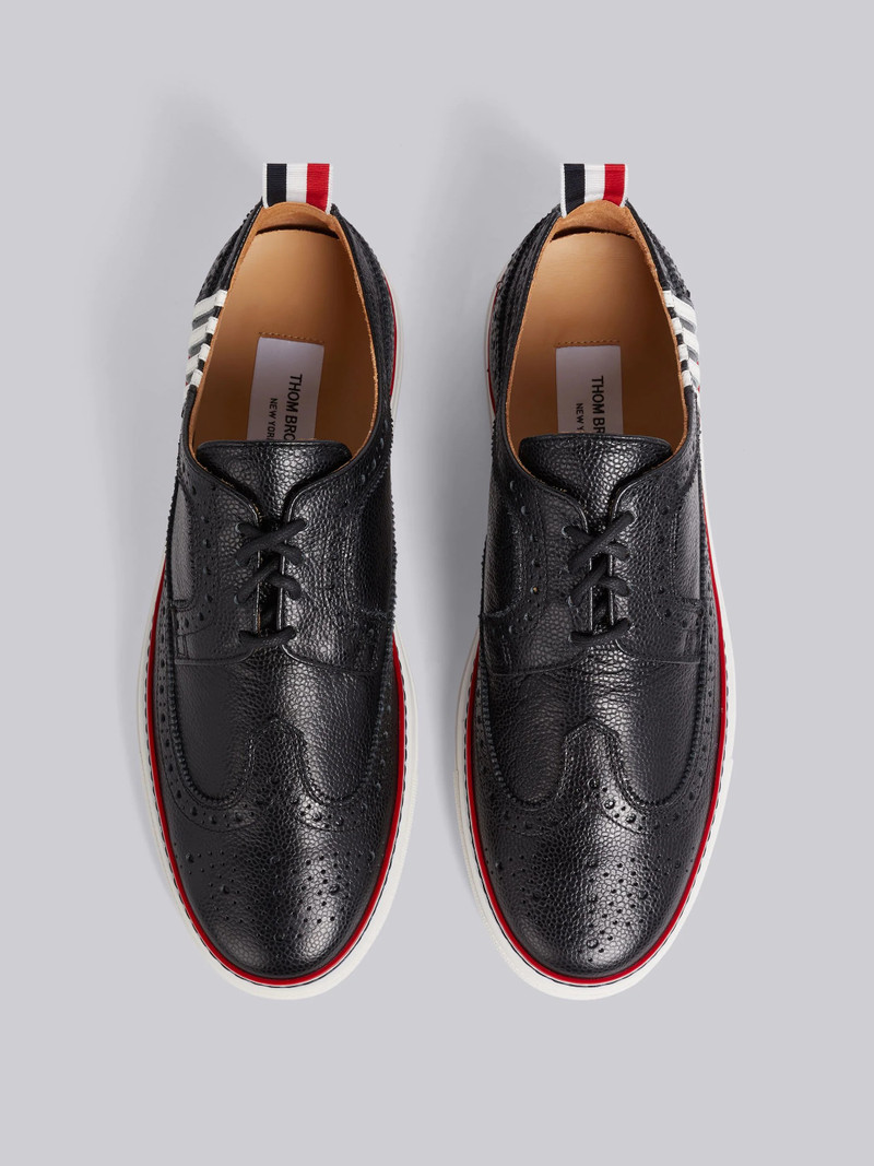 Black Pebbled 4-Bar Brogue Sneaker 4