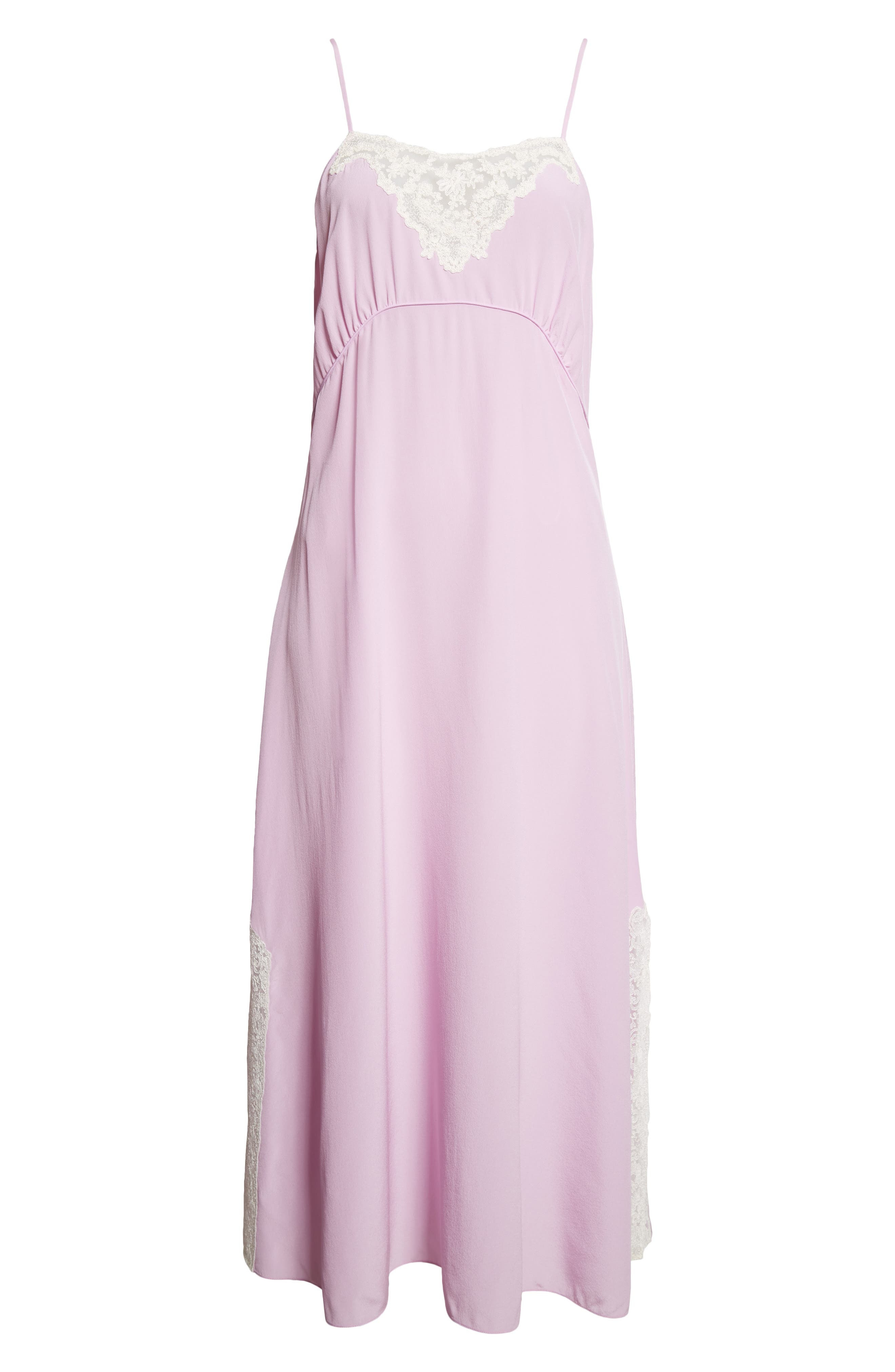 Chloé Lace Trim Organic Silk Crêpe de Chine Slipdress in Creamy Lilac at Nordstrom - 6