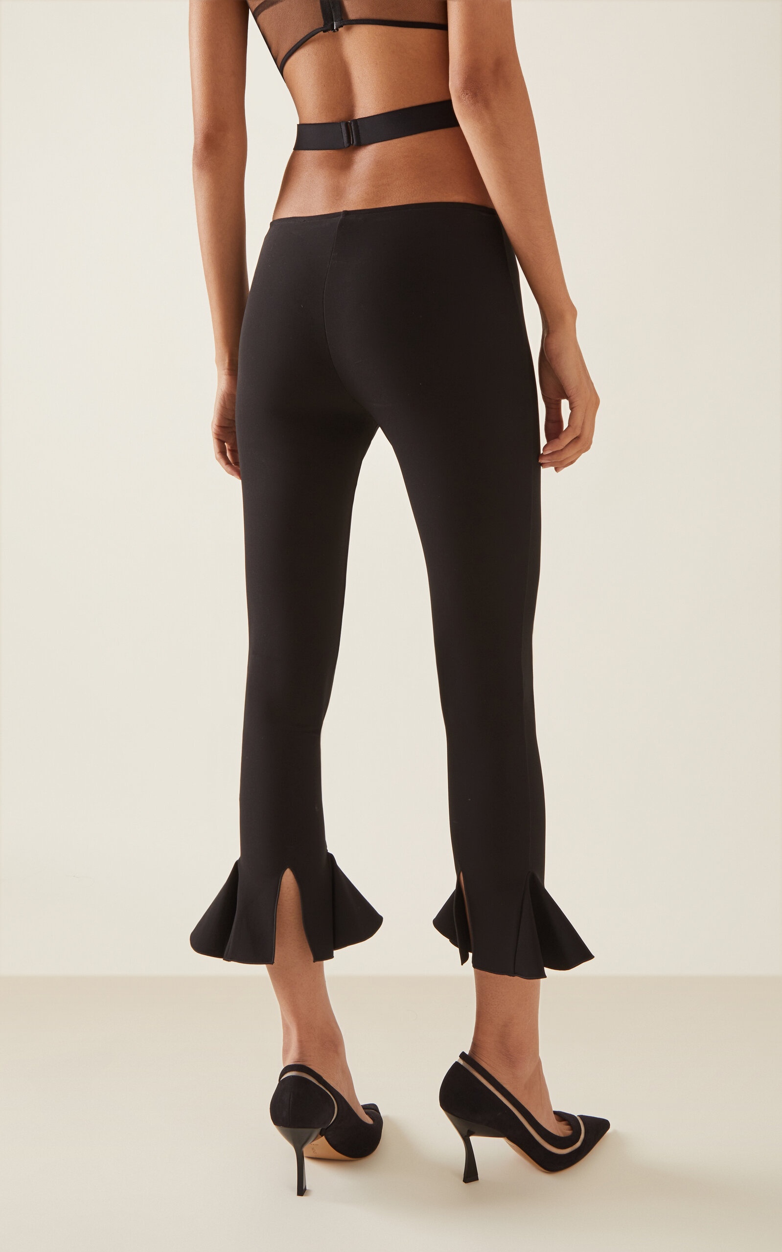 Cropped Flared Trousers black - 4