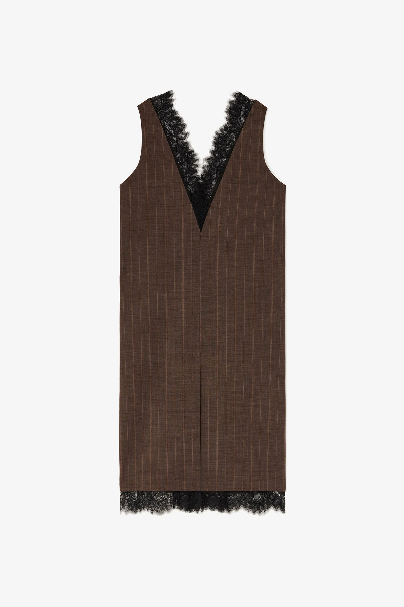 DRESS IN BROWN PINSTRIPE WOOL - 1