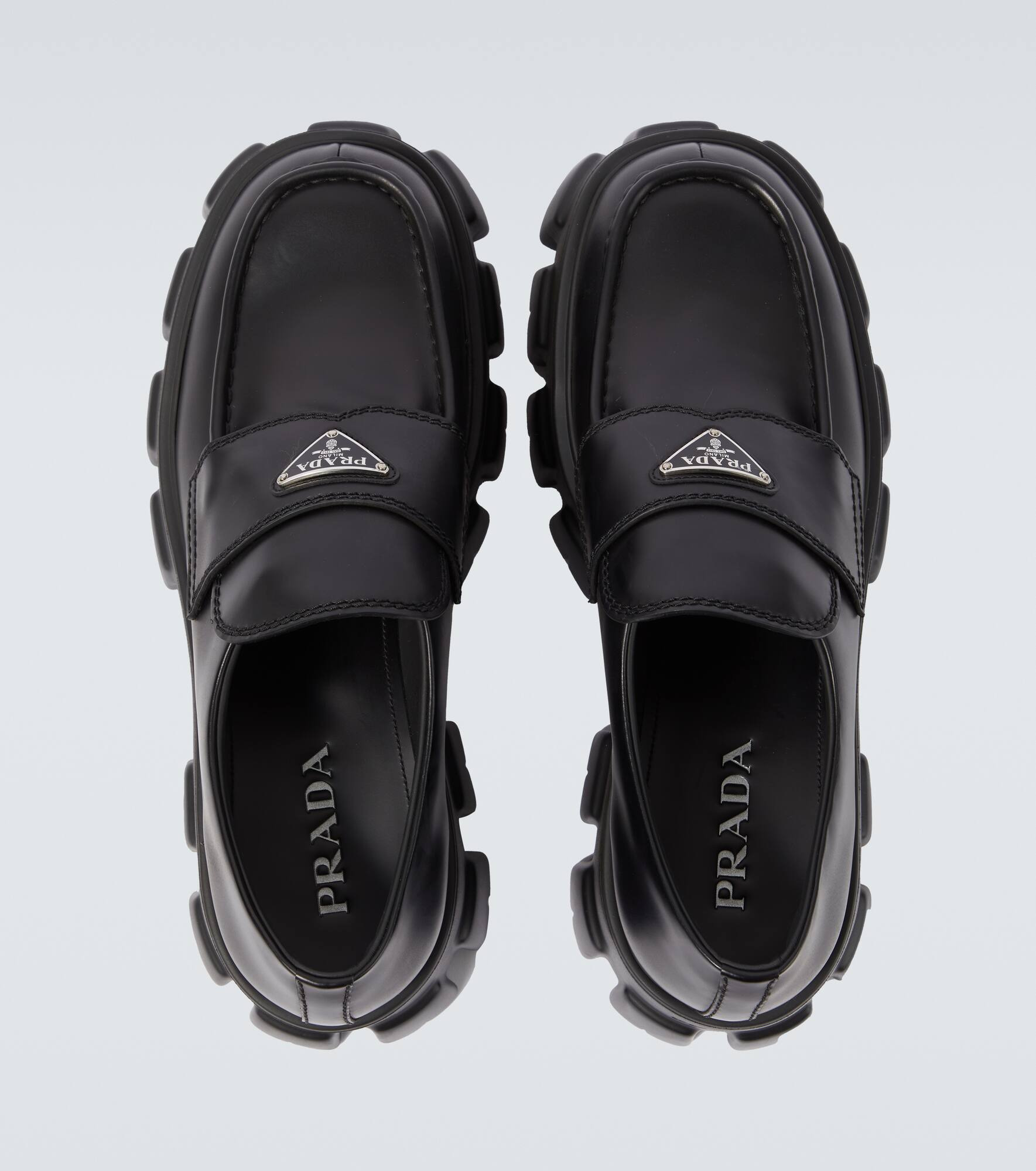 Logo leather platform loafers - 4
