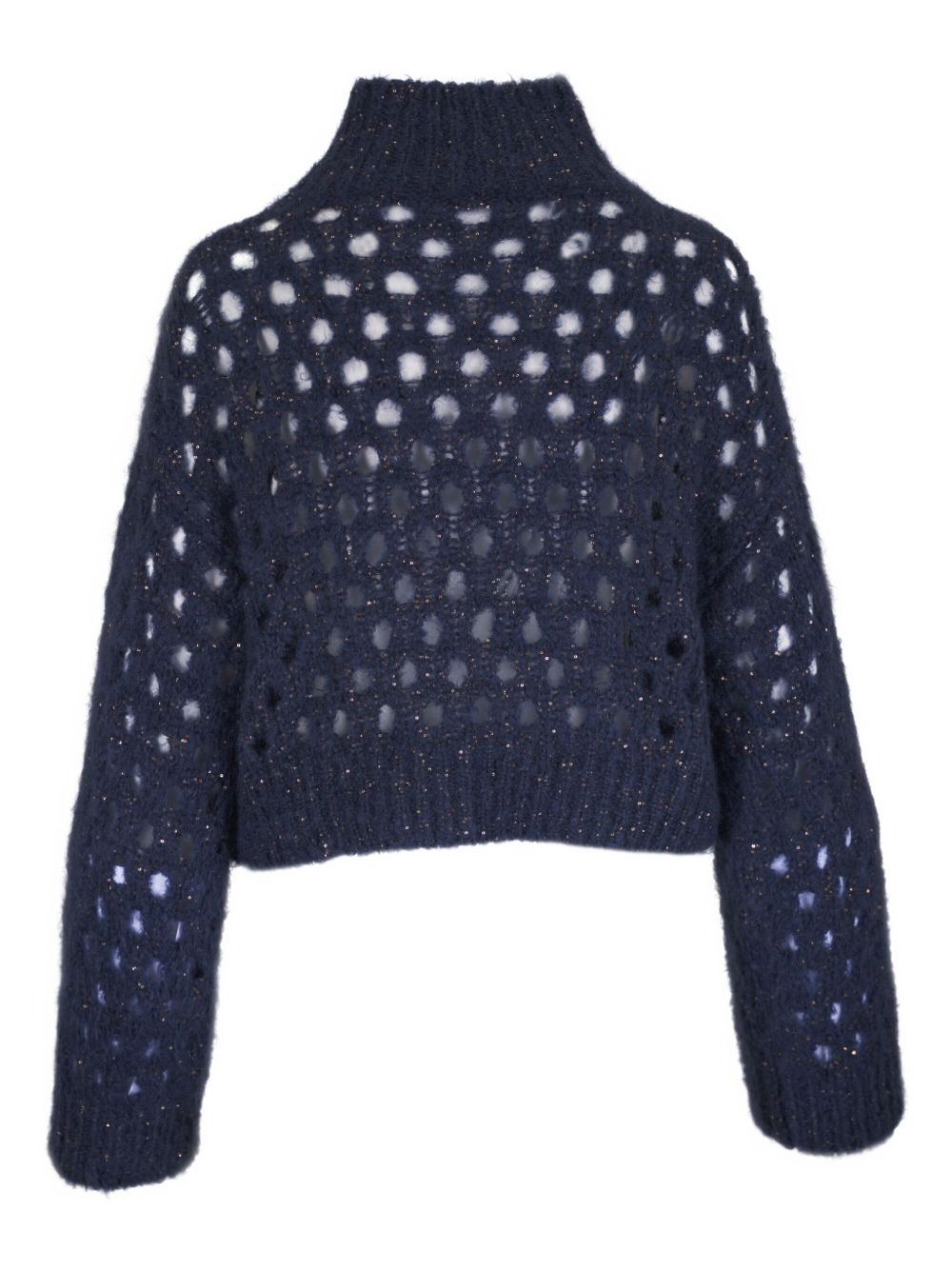 high-neck open-knit sweater - 2