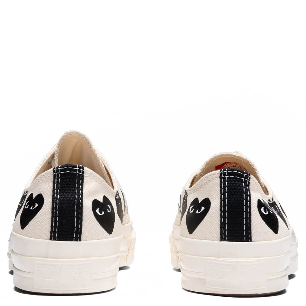 CONVERSE X COMME DES GARCONS PLAY ALL STAR CHUCK '70 OX MULTI HEART - MILK/BLACK - 4