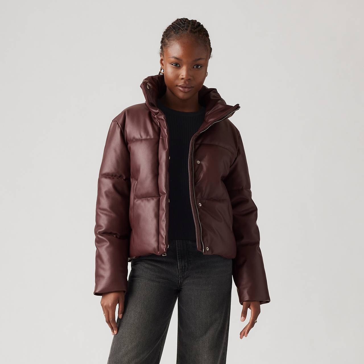 FAUX LEATHER PUFFER JACKET - 2