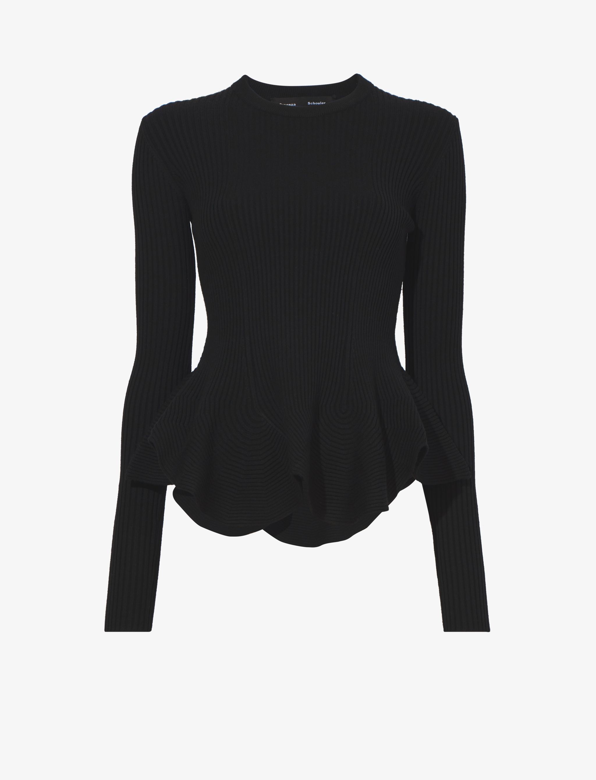 Fluted Rib Knit Peplum Sweater - 1